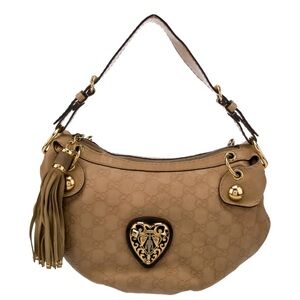 Gucci Heart Monogram Hobo with Tassel and Gold Hardware